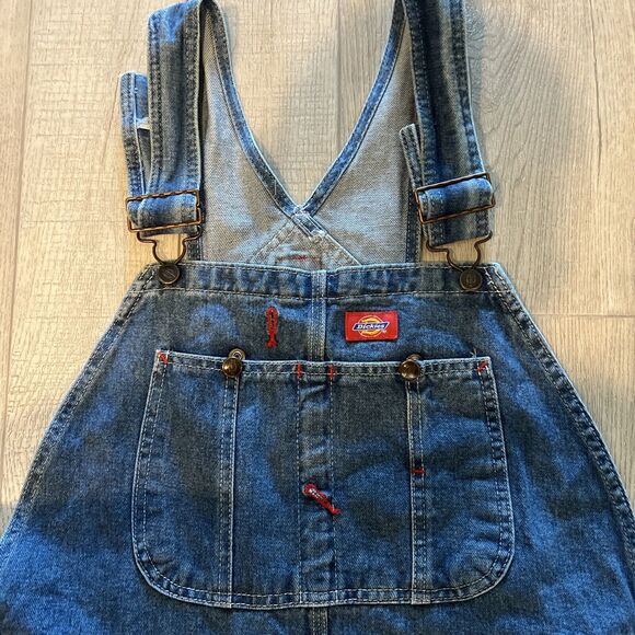 VTG Dickies Overalls Mens 34x32 Blue Denim Distressed Carpenter Work carhartt - Picture 3 of 8